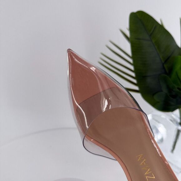 Stuart Weitzman Stuart PVC Pointed Toe Pump 9.5 Nude Patent Leather Stilleto - Picture 15 of 16